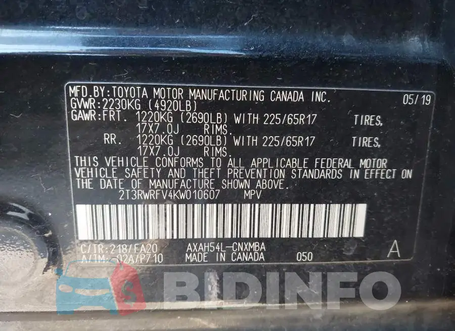 2T3RWRFV4KW010607 Photo# 9