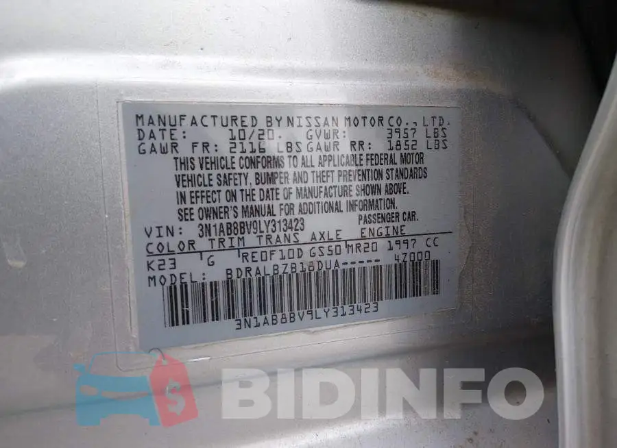3N1AB8BV9LY313423 Photo# 9