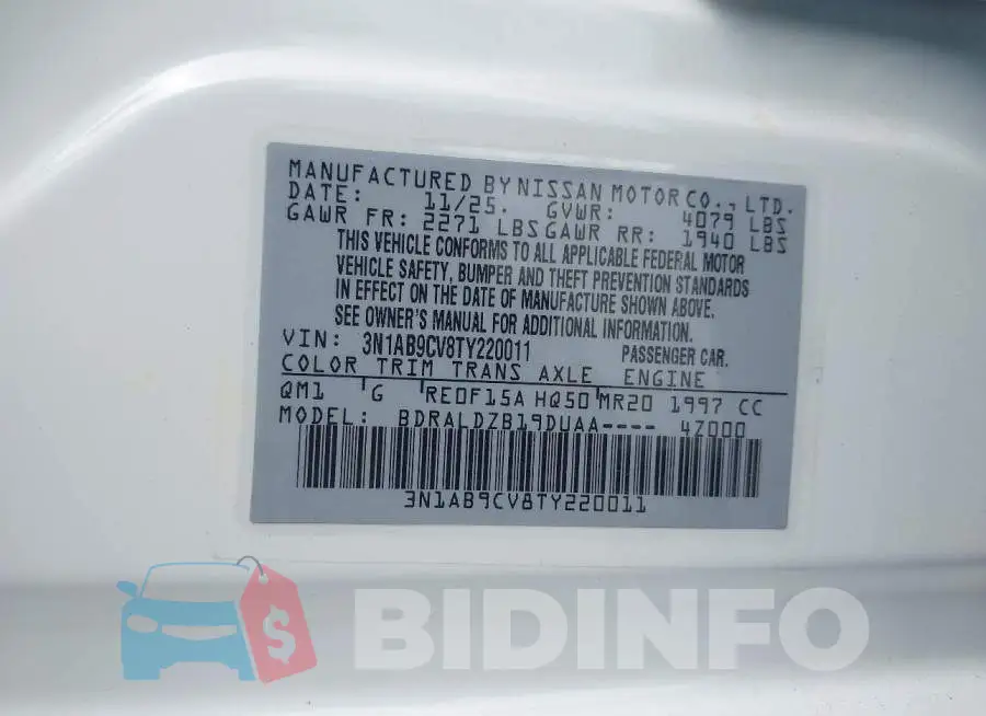 3N1AB9CV8TY220011 Photo# 9