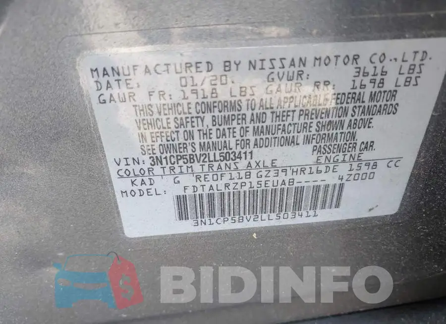 3N1CP5BV2LL503411 Photo# 9