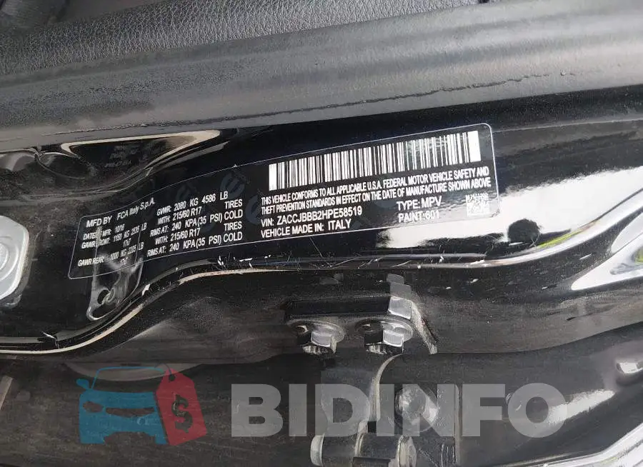 ZACCJBBB2HPE58519 Photo# 9