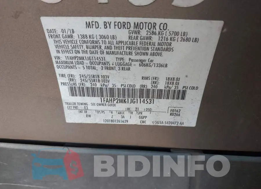 1FAHP2MK1JG114531 Photo# 9