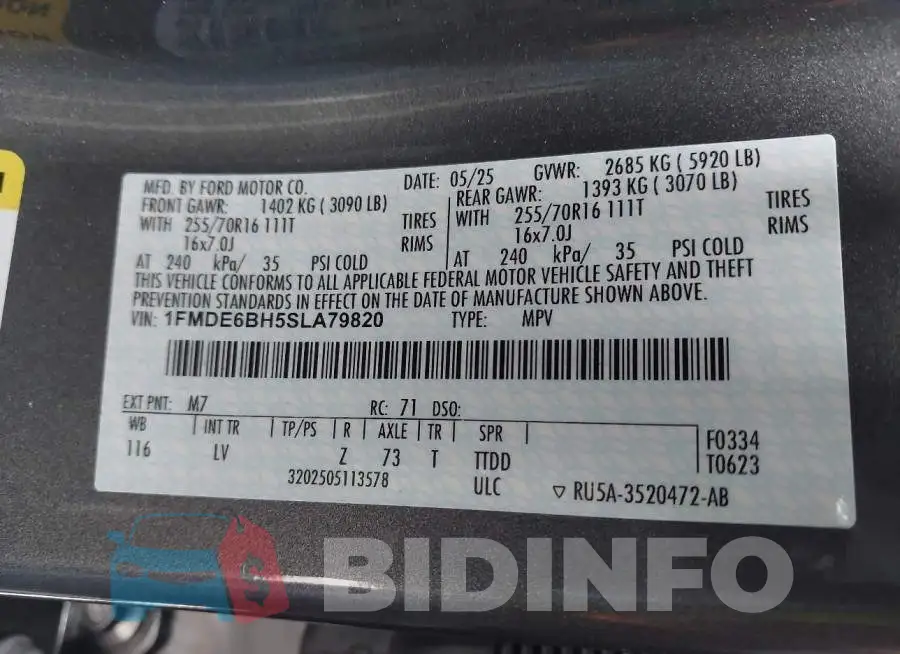 1FMDE6BH5SLA79820 Photo# 9
