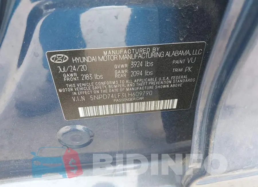 5NPD74LF3LH609790 Photo# 9