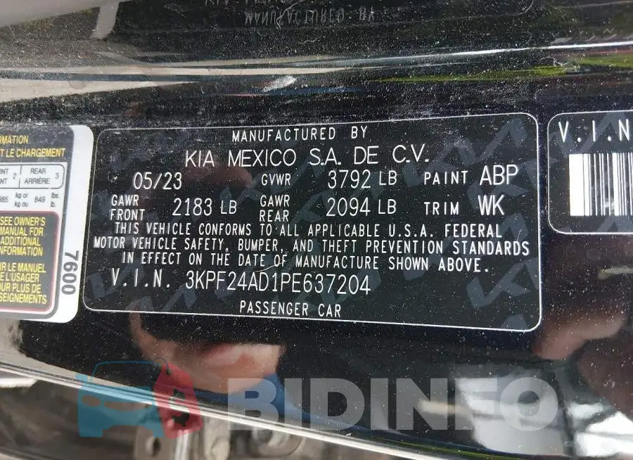 3KPF24AD1PE637204 Photo# 9