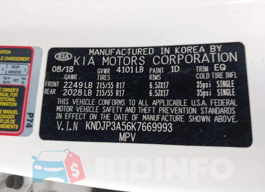 KNDJP3A56K7669993 Photo# 9