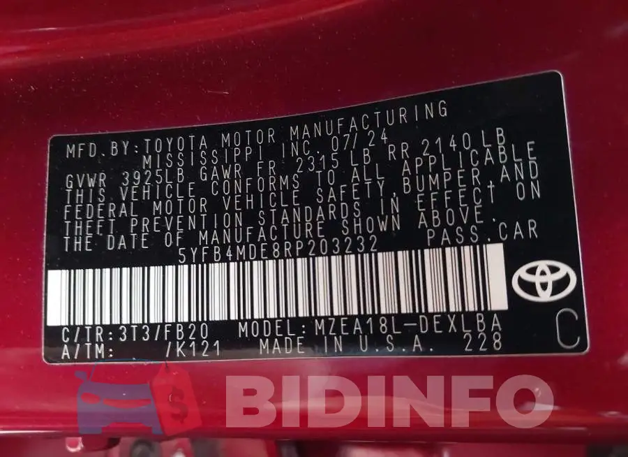 5YFB4MDE8RP203232 Photo# 9