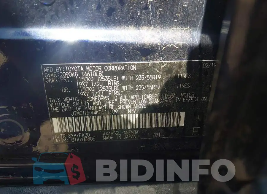 JTMC1RFV4KD511109 Photo# 9