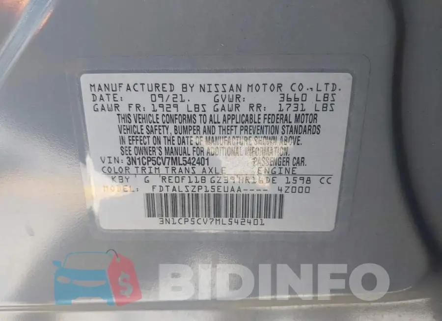 3N1CP5CV7ML542401 Photo# 9
