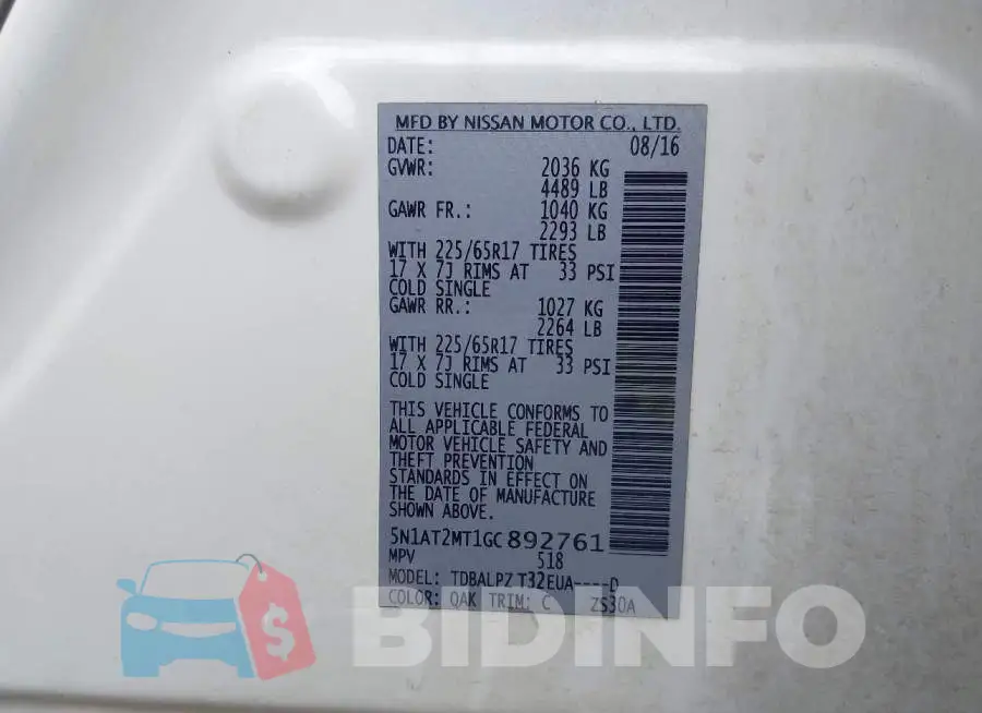5N1AT2MT1GC892761 Photo# 9
