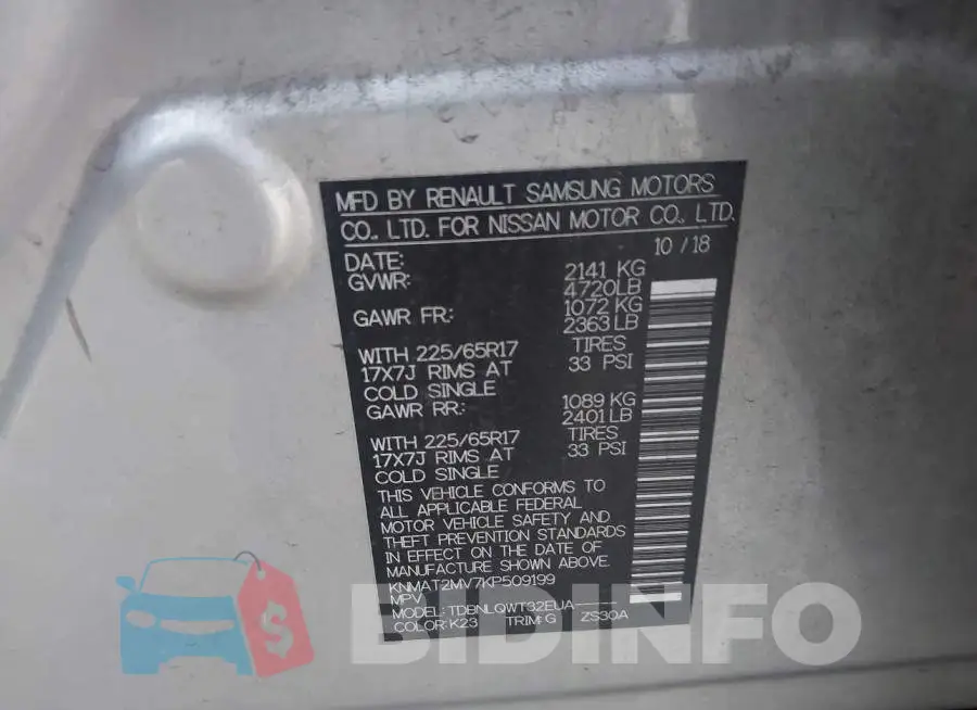 KNMAT2MV7KP509199 Photo# 9