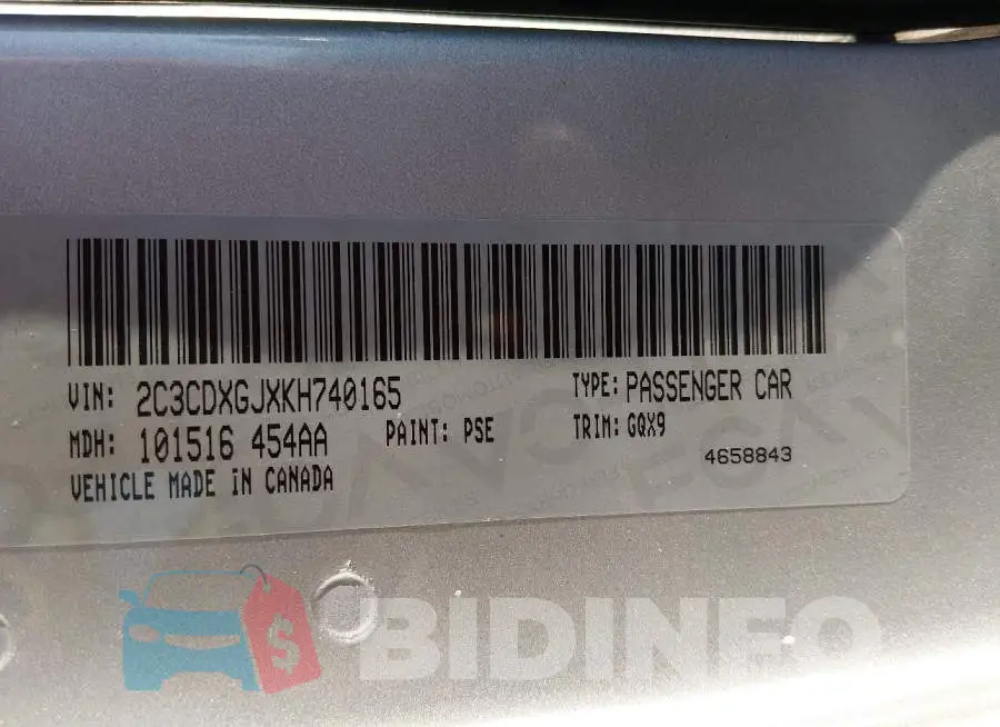 2C3CDXGJXKH740165 Photo# 9
