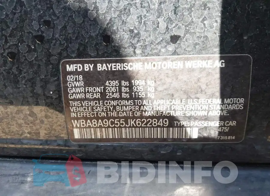 WBA8A9C55JK622849 Photo# 9