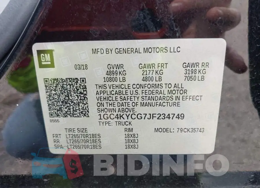 1GC4KYCG7JF234749 Photo# 9