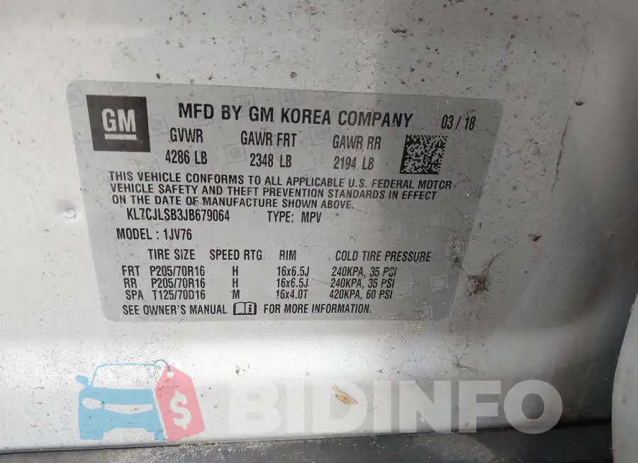 KL7CJLSB3JB679064 Photo# 9