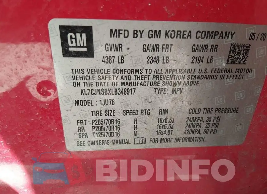 KL7CJNSBXLB348917 Photo# 9