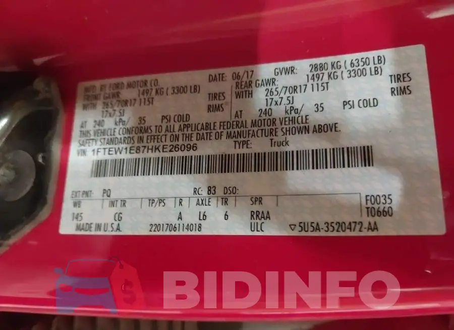 1FTEW1E87HKE26096 Photo# 9