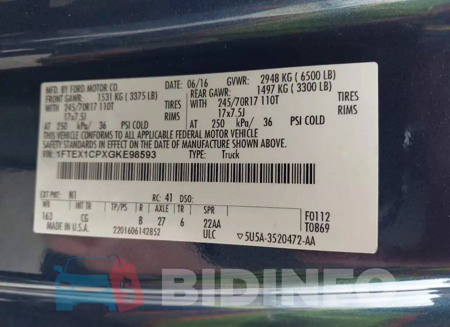 1FTEX1CPXGKE98593 Photo# 9