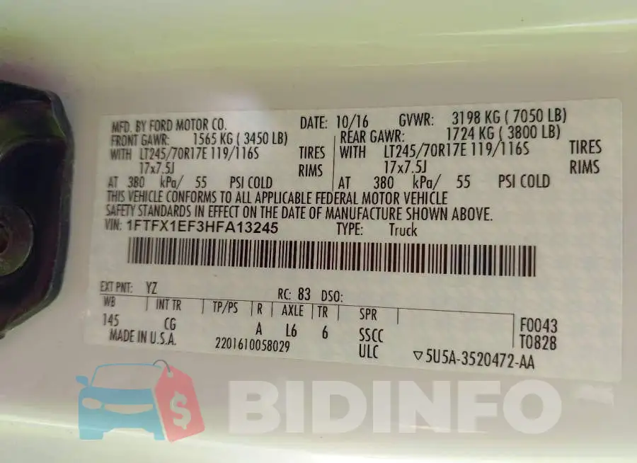 1FTFX1EF3HFA13245 Photo# 9