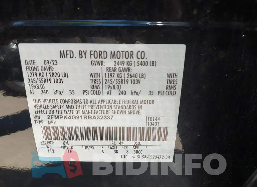 2FMPK4G91RBA32337 Photo# 9