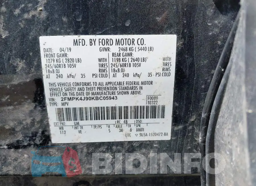 2FMPK4J90KBC05943 Photo# 9