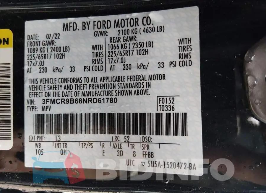 3FMCR9B68NRD61780 Photo# 9