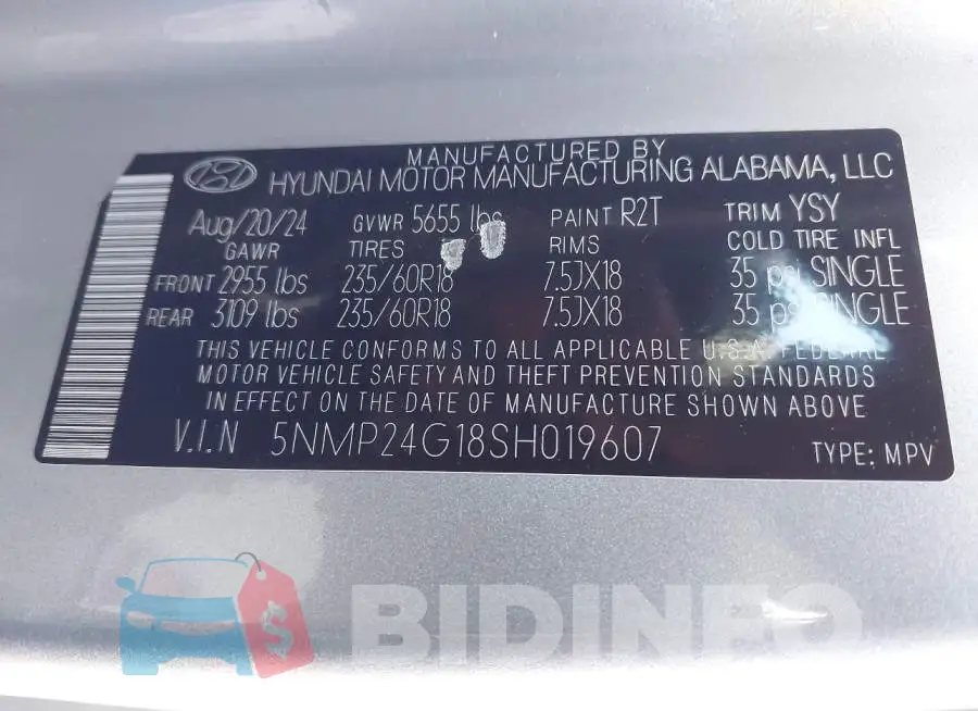 5NMP24G18SH019607 Photo# 9