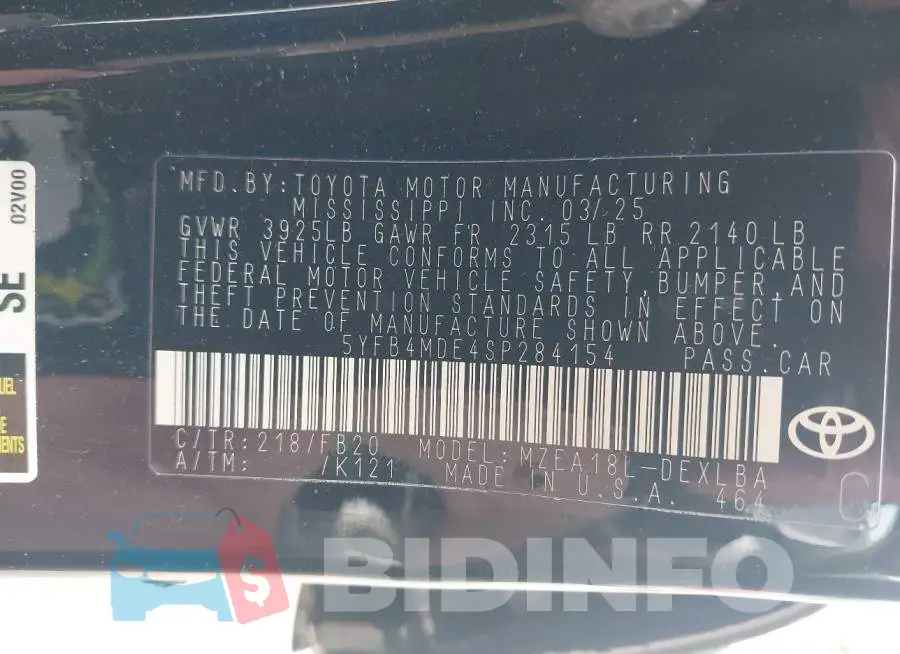5YFB4MDE4SP284154 Photo# 9