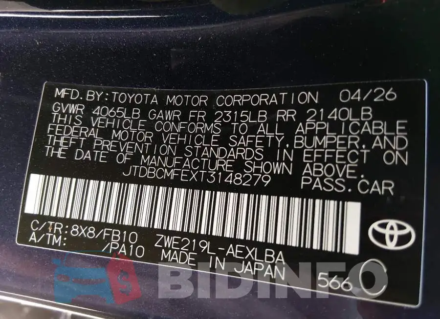 JTDBCMFEXT3148279 Photo# 9