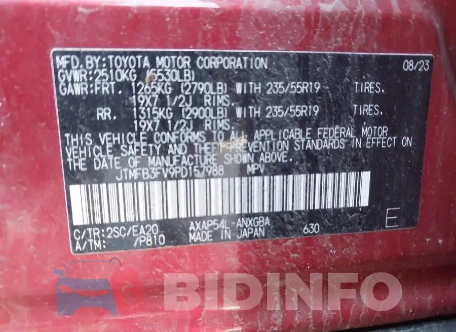 JTMFB3FV9PD157988 Photo# 9