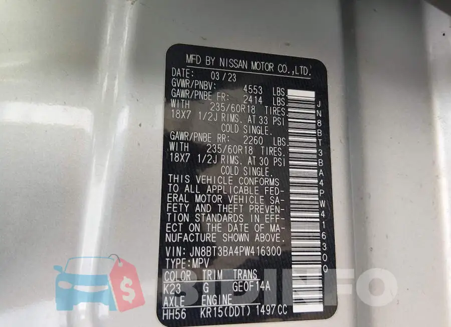 JN8BT3BA4PW416300 Photo# 9