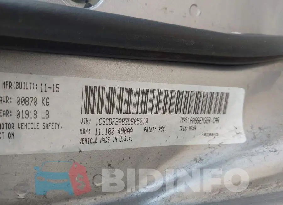 1C3CDFBA8GD605210 Photo# 9