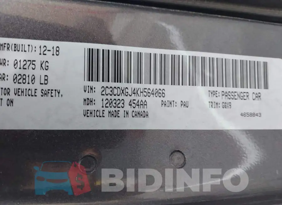2C3CDXGJ4KH564066 Photo# 9