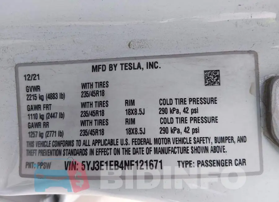 5YJ3E1EB4NF121671 Photo# 9