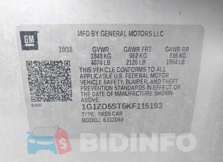 1G1ZD5ST6KF115193 Photo# 9