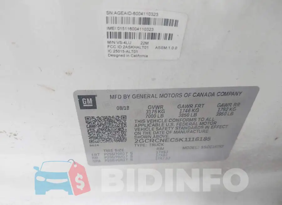 2GCRCNEC5K1116185 Photo# 9