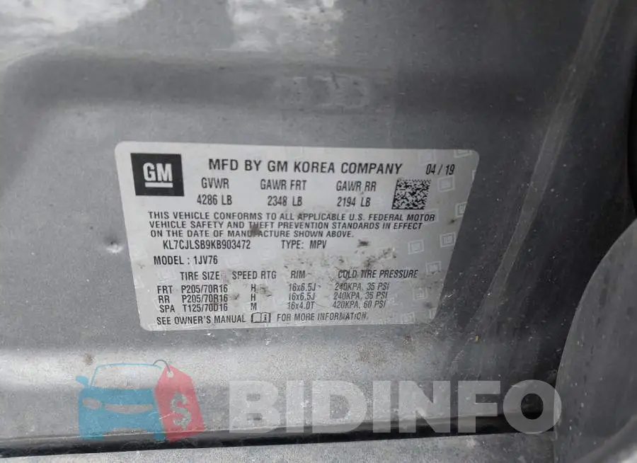 KL7CJLSB9KB903472 Photo# 9