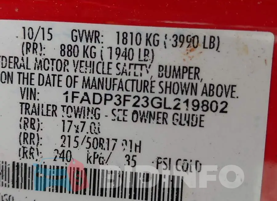 1FADP3F23GL219802 Photo# 9