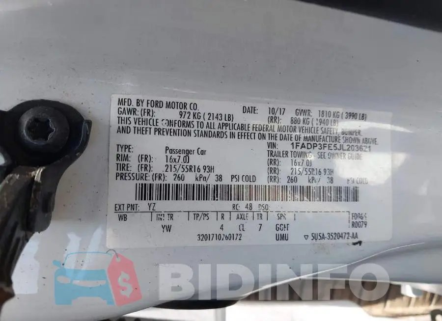 1FADP3FE5JL203621 Photo# 9