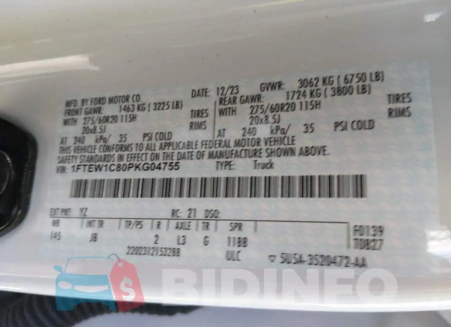 1FTEW1C80PKG04755 Photo# 9