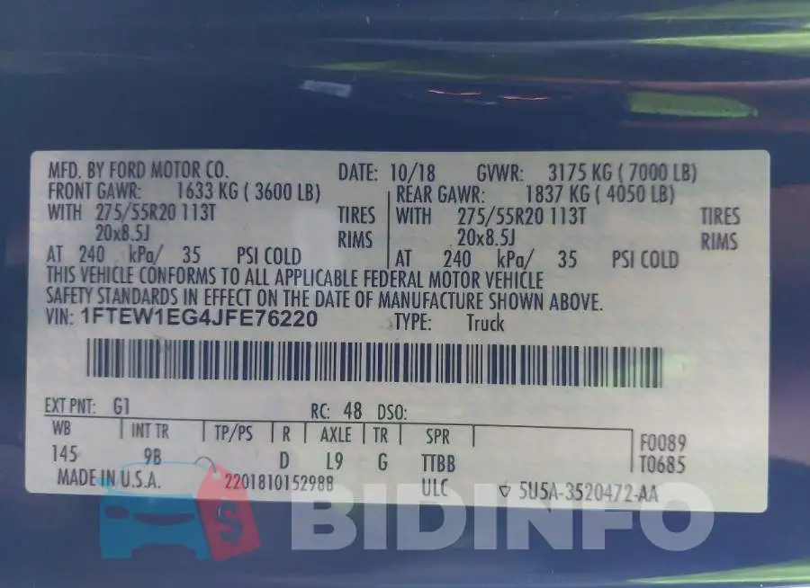 1FTEW1EG4JFE76220 Photo# 9