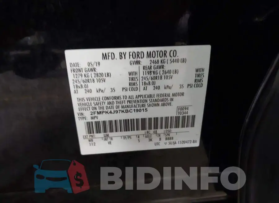 2FMPK4J97KBC19015 Photo# 9