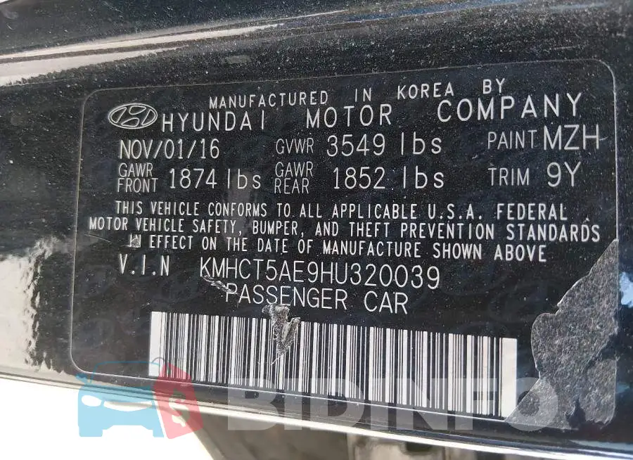 KMHCT5AE9HU320039 Photo# 9