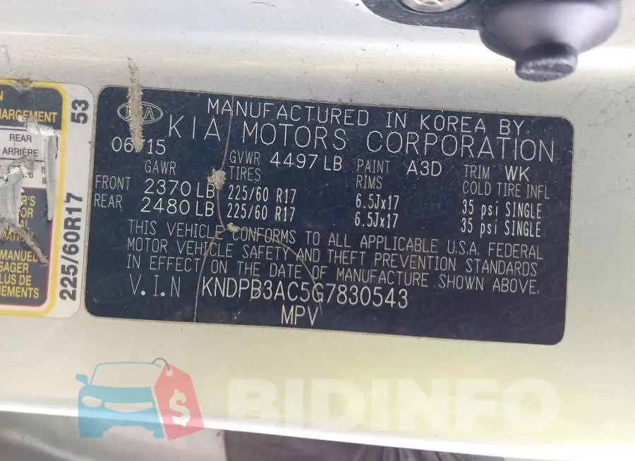 KNDPB3AC5G7830543 Photo# 9