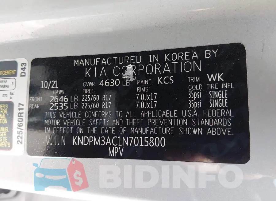 KNDPM3AC1N7015800 Photo# 9