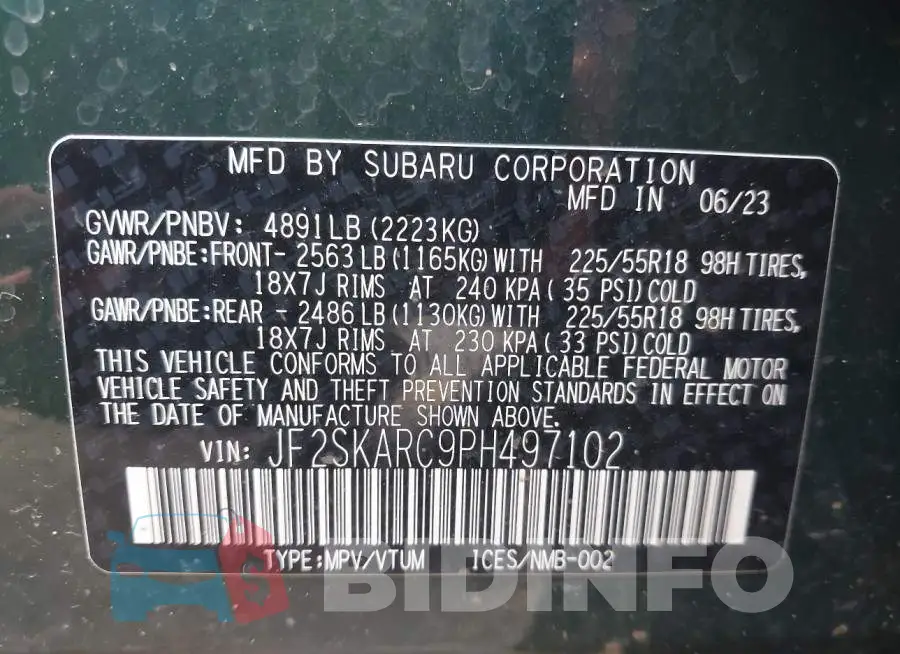 JF2SKARC9PH497102 Photo# 9