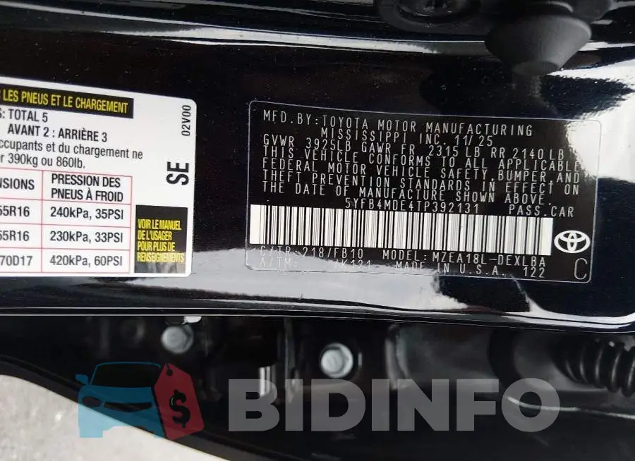 5YFB4MDE4TP392131 Photo# 9