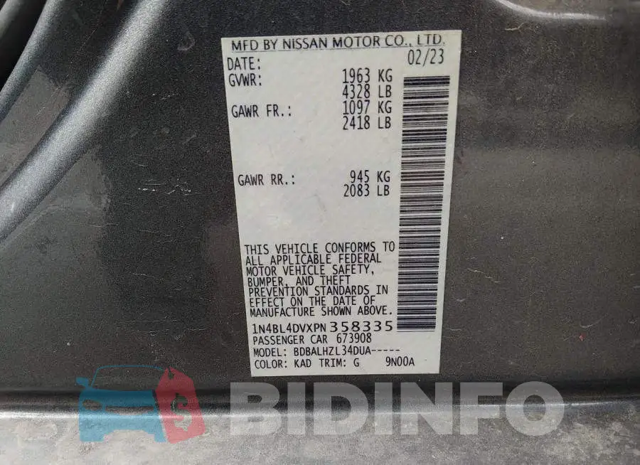 1N4BL4DVXPN358335 Photo# 9