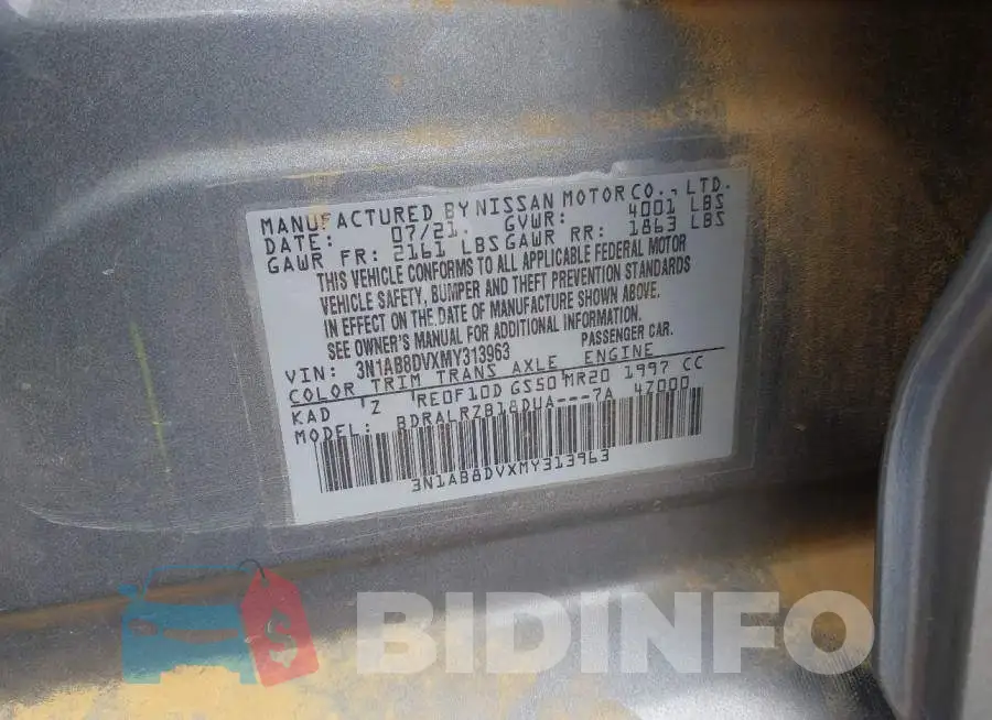 3N1AB8DVXMY313963 Photo# 9