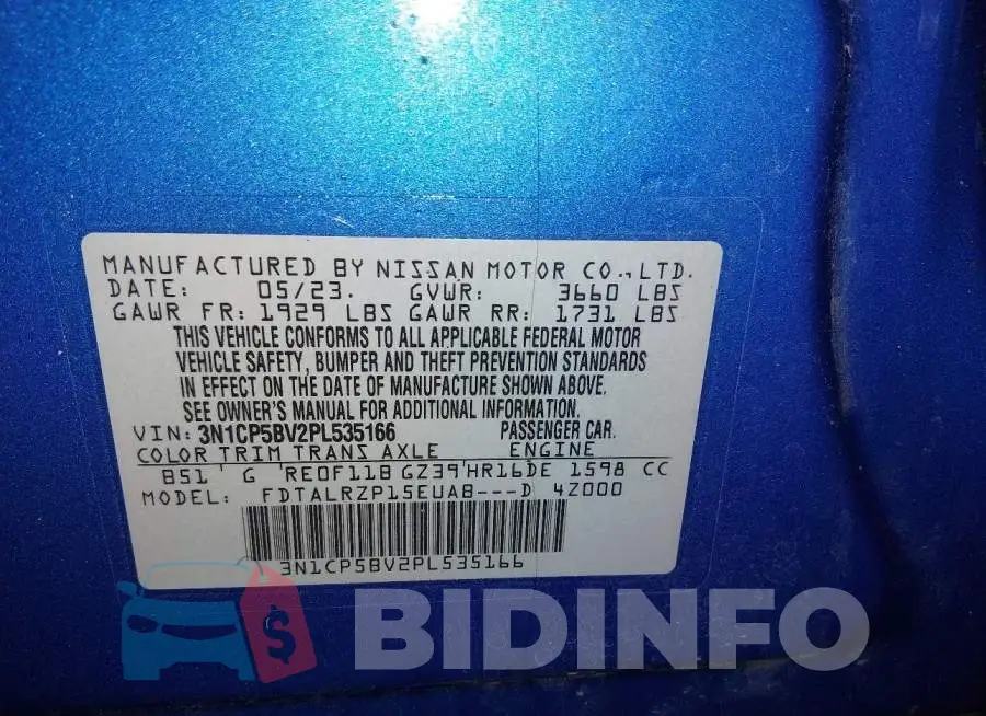 3N1CP5BV2PL535166 Photo# 9